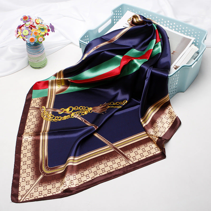 Women's silk scarf spring and summer artificial silk scarf cashew nut printed small square scarf gift customization European and American scarf shawl wholesale