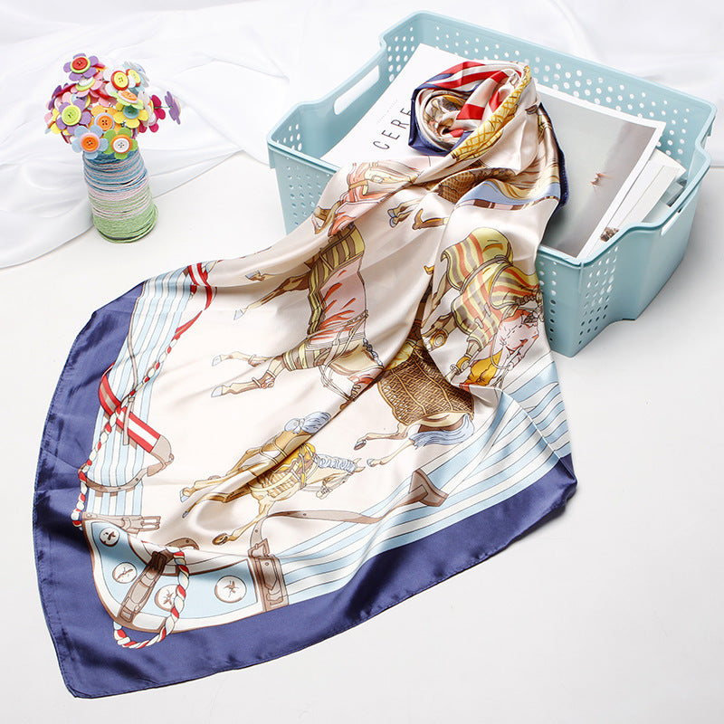 Women's silk scarf spring and summer artificial silk scarf cashew nut printed small square scarf gift customization European and American scarf shawl wholesale