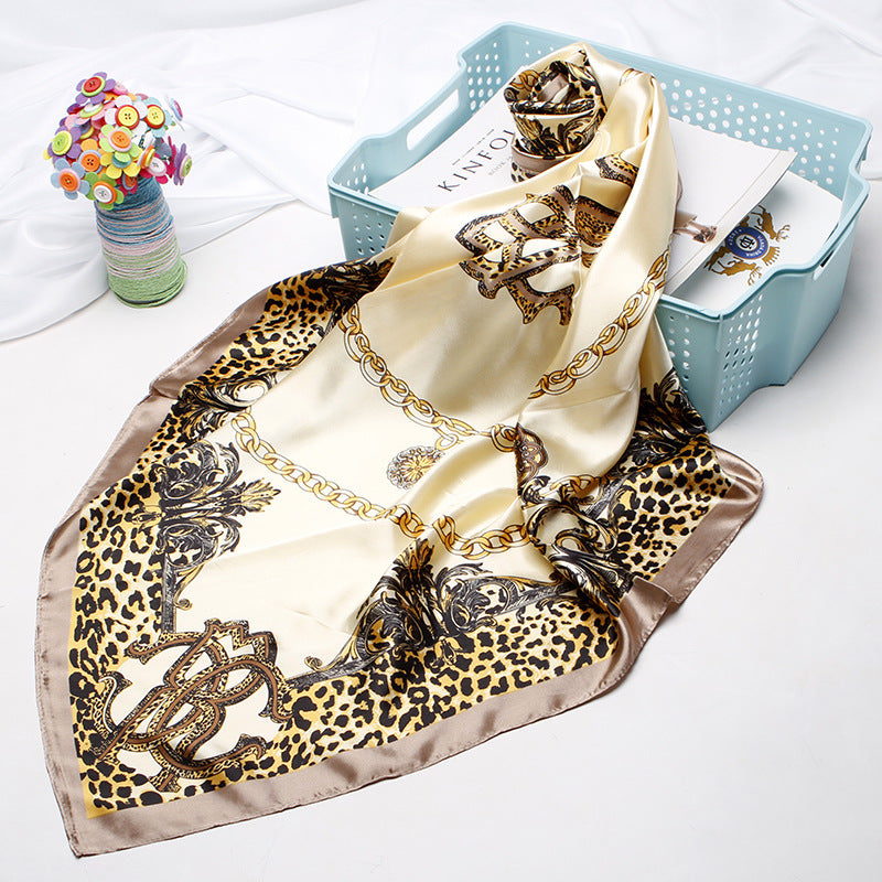 Women's silk scarf spring and summer artificial silk scarf cashew nut printed small square scarf gift customization European and American scarf shawl wholesale