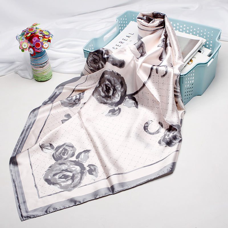 Women's silk scarf spring and summer artificial silk scarf cashew nut printed small square scarf gift customization European and American scarf shawl wholesale