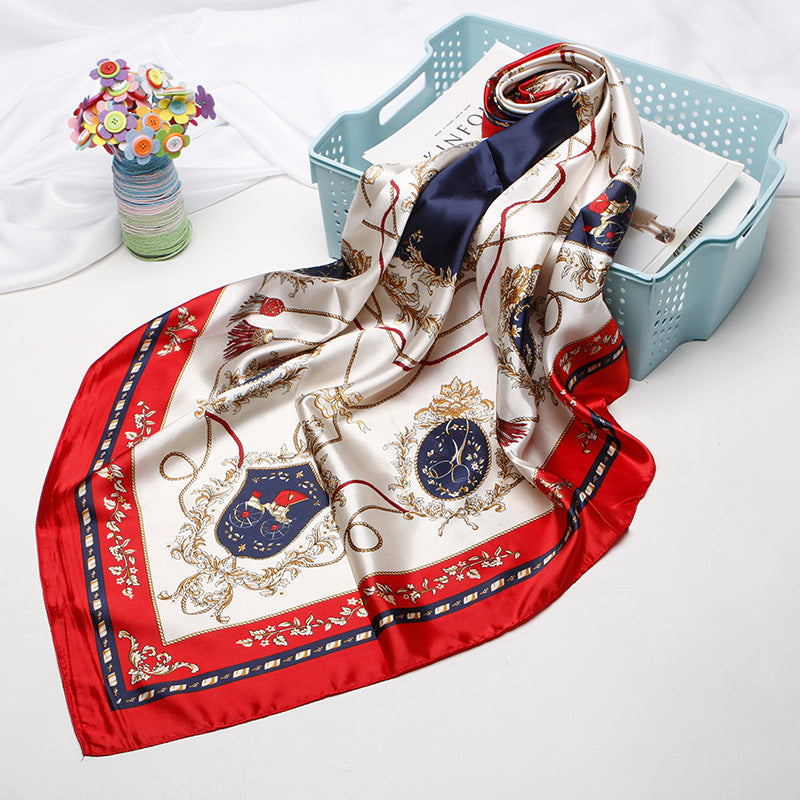 Women's silk scarf spring and summer artificial silk scarf cashew nut printed small square scarf gift customization European and American scarf shawl wholesale