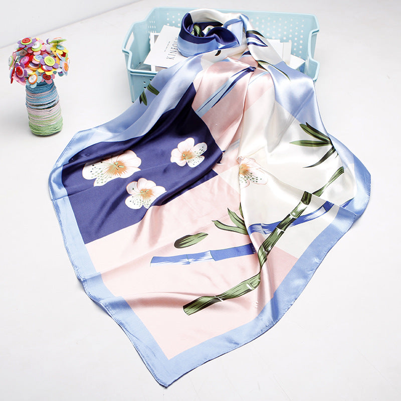 Women's silk scarf spring and summer artificial silk scarf cashew nut printed small square scarf gift customization European and American scarf shawl wholesale