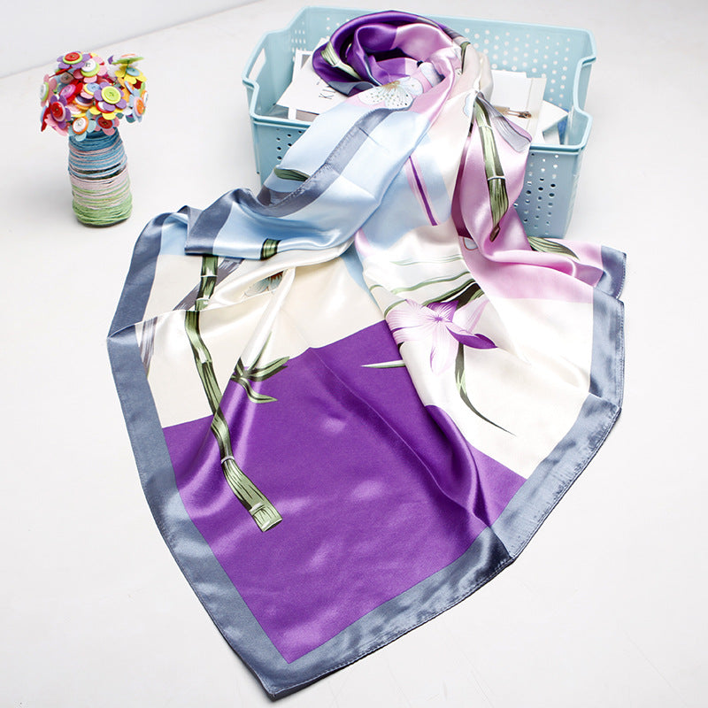 Women's silk scarf spring and summer artificial silk scarf cashew nut printed small square scarf gift customization European and American scarf shawl wholesale