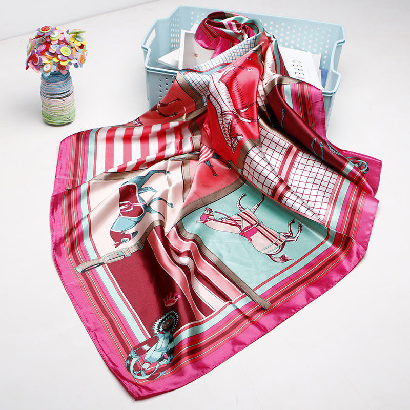 Women's silk scarf spring and summer artificial silk scarf cashew nut printed small square scarf gift customization European and American scarf shawl wholesale