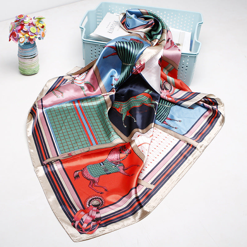 Women's silk scarf spring and summer artificial silk scarf cashew nut printed small square scarf gift customization European and American scarf shawl wholesale