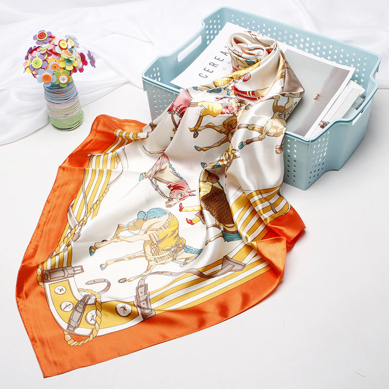 Women's silk scarf spring and summer artificial silk scarf cashew nut printed small square scarf gift customization European and American scarf shawl wholesale