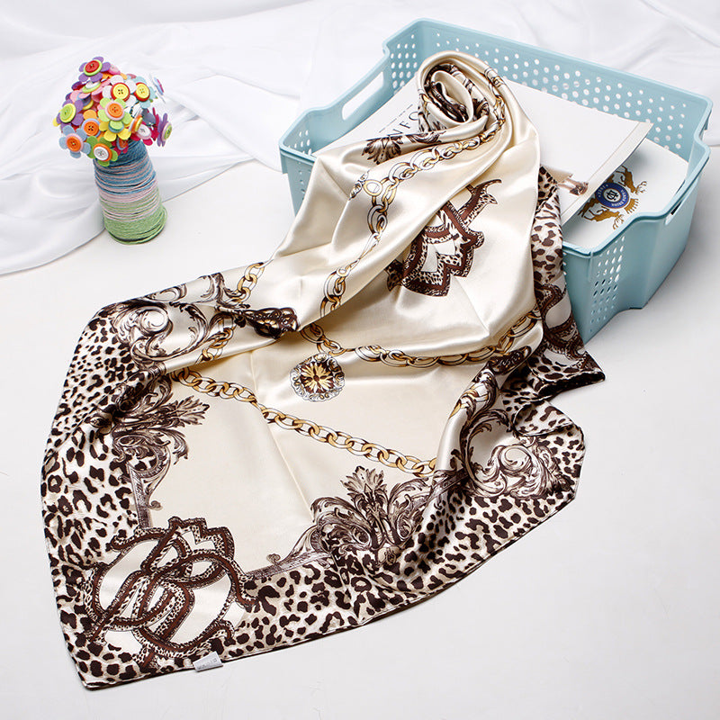 Women's silk scarf spring and summer artificial silk scarf cashew nut printed small square scarf gift customization European and American scarf shawl wholesale