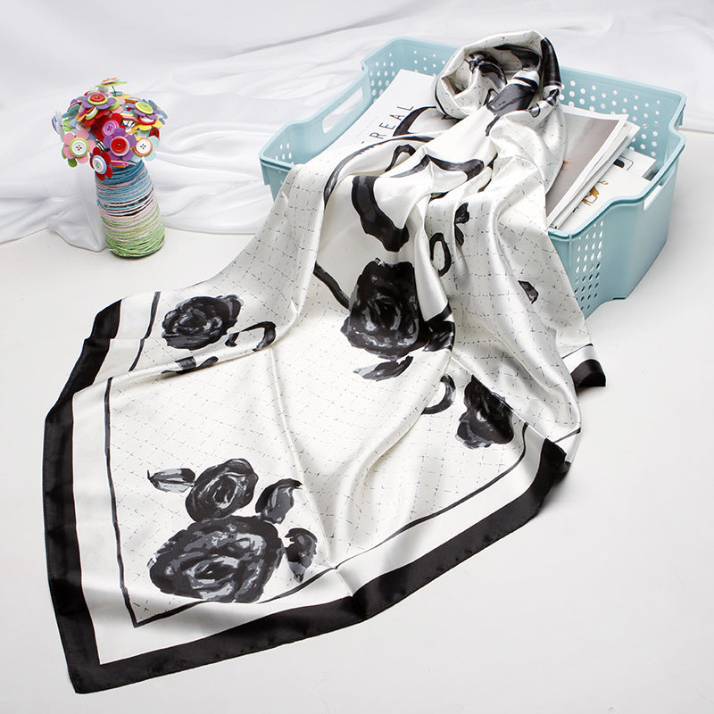 Women's silk scarf spring and summer artificial silk scarf cashew nut printed small square scarf gift customization European and American scarf shawl wholesale