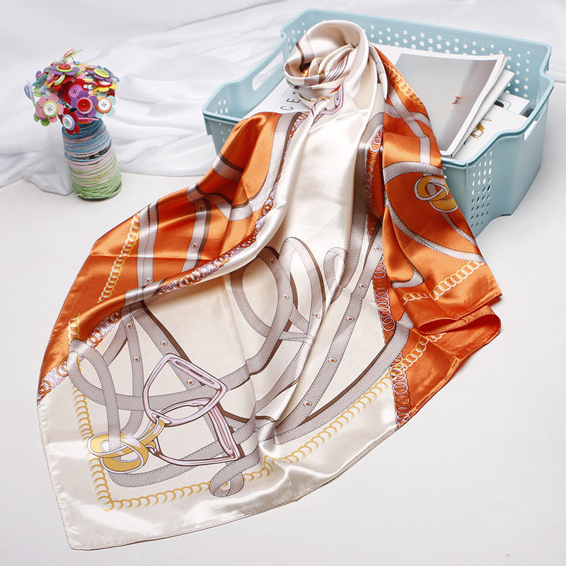 Women's silk scarf spring and summer artificial silk scarf cashew nut printed small square scarf gift customization European and American scarf shawl wholesale