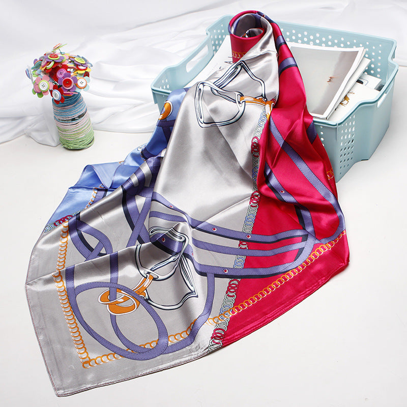 Women's silk scarf spring and summer artificial silk scarf cashew nut printed small square scarf gift customization European and American scarf shawl wholesale