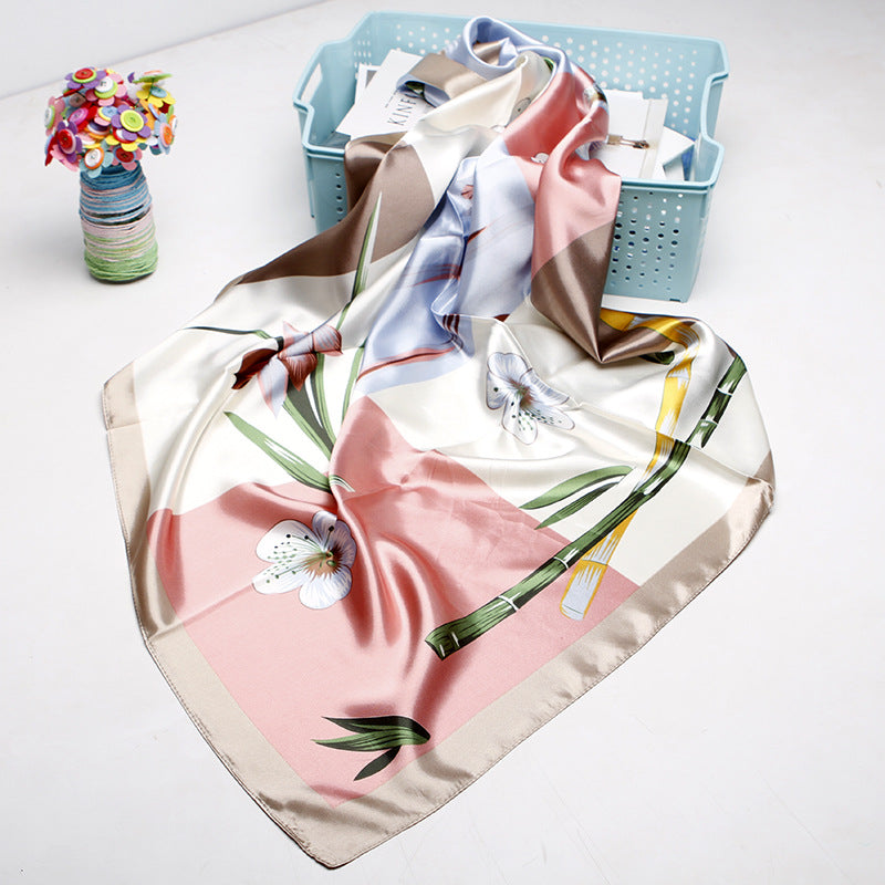 Women's silk scarf spring and summer artificial silk scarf cashew nut printed small square scarf gift customization European and American scarf shawl wholesale
