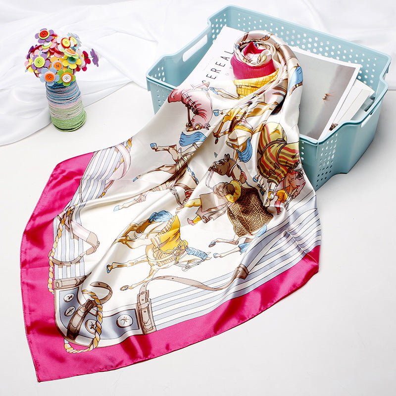 Women's silk scarf spring and summer artificial silk scarf cashew nut printed small square scarf gift customization European and American scarf shawl wholesale