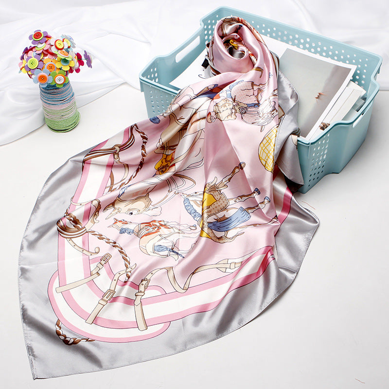 Women's silk scarf spring and summer artificial silk scarf cashew nut printed small square scarf gift customization European and American scarf shawl wholesale