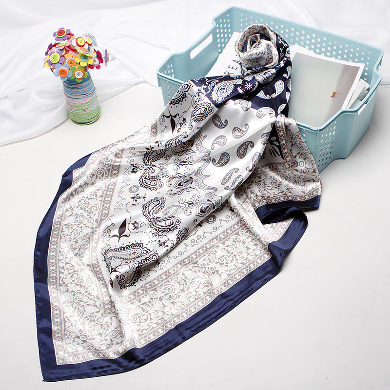 Women's silk scarf spring and summer artificial silk scarf cashew nut printed small square scarf gift customization European and American scarf shawl wholesale