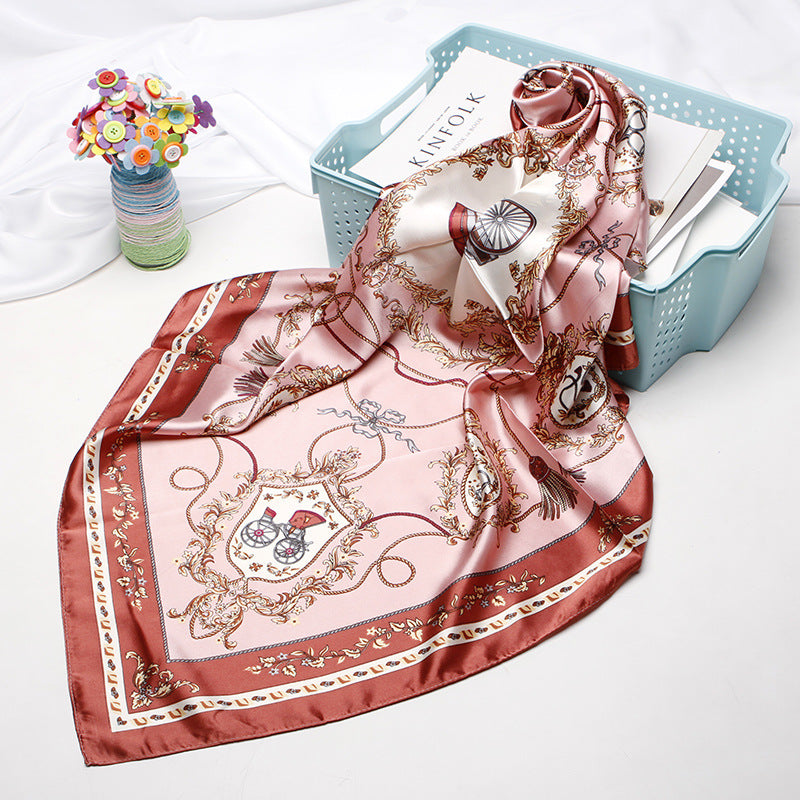 Women's silk scarf spring and summer artificial silk scarf cashew nut printed small square scarf gift customization European and American scarf shawl wholesale
