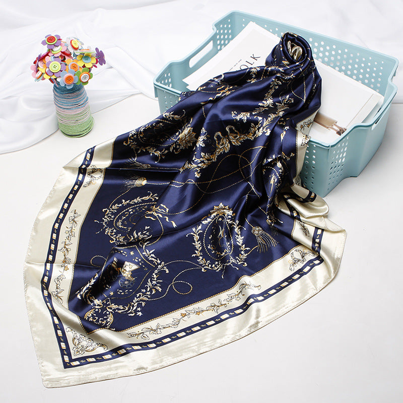 Women's silk scarf spring and summer artificial silk scarf cashew nut printed small square scarf gift customization European and American scarf shawl wholesale