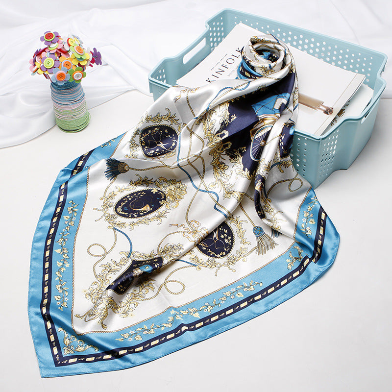Women's silk scarf spring and summer artificial silk scarf cashew nut printed small square scarf gift customization European and American scarf shawl wholesale
