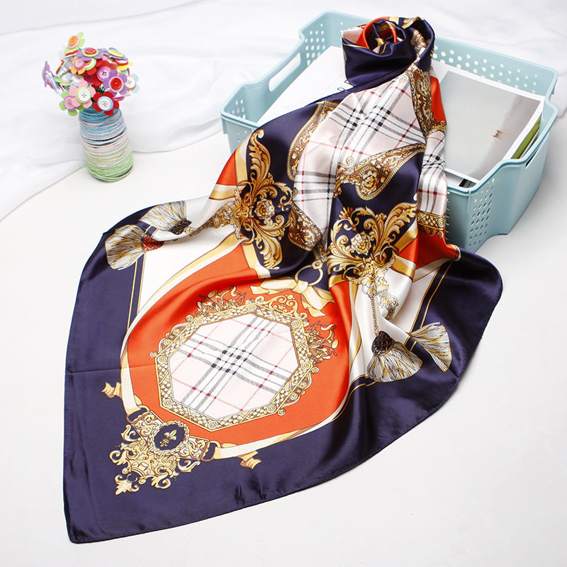Women's silk scarf spring and summer artificial silk scarf cashew nut printed small square scarf gift customization European and American scarf shawl wholesale