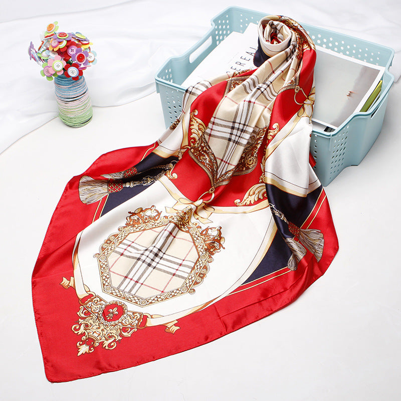 Women's silk scarf spring and summer artificial silk scarf cashew nut printed small square scarf gift customization European and American scarf shawl wholesale