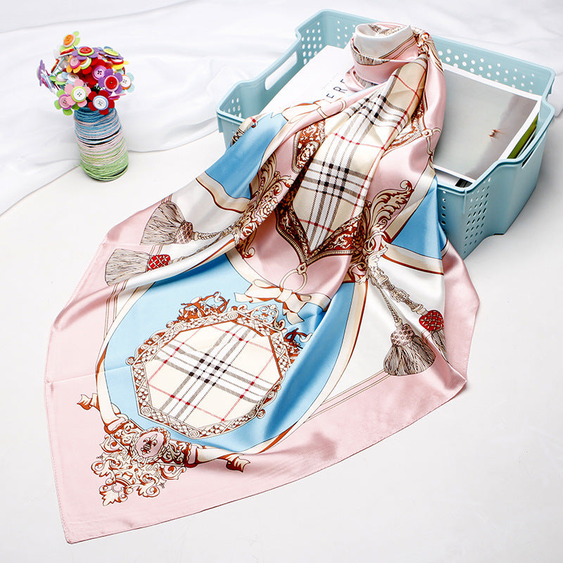 Women's silk scarf spring and summer artificial silk scarf cashew nut printed small square scarf gift customization European and American scarf shawl wholesale