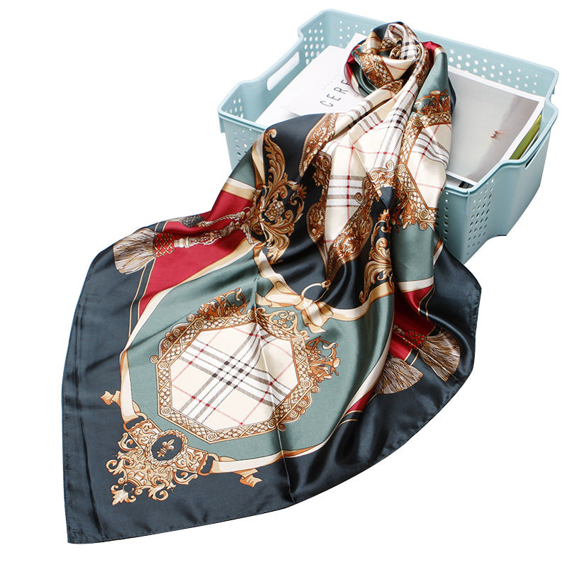 Women's silk scarf spring and summer artificial silk scarf cashew nut printed small square scarf gift customization European and American scarf shawl wholesale