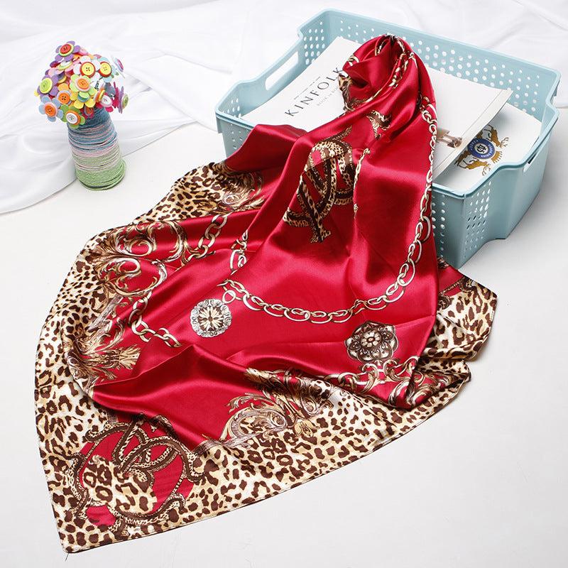 Women's silk scarf spring and summer artificial silk scarf cashew nut printed small square scarf gift customization European and American scarf shawl wholesale