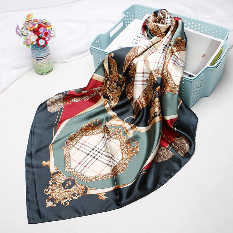 Women's silk scarf spring and summer artificial silk scarf cashew nut printed small square scarf gift customization European and American scarf shawl wholesale