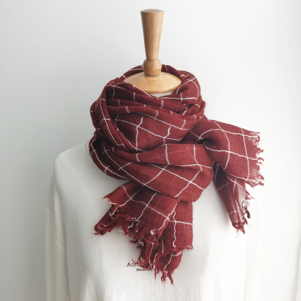 韓国風薄手のウールスカーフレディース2020年秋冬新作チェック柄スカーフレディースショールクロスボーダーメンズスカーフ