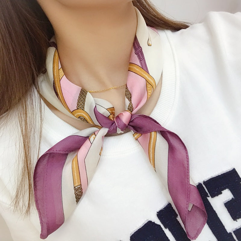 春の新しいシルクセクション53小さなシルクスカーフ女性のレトロな芸術的な小さなスカーフins韓国の装飾品小さなスカーフ