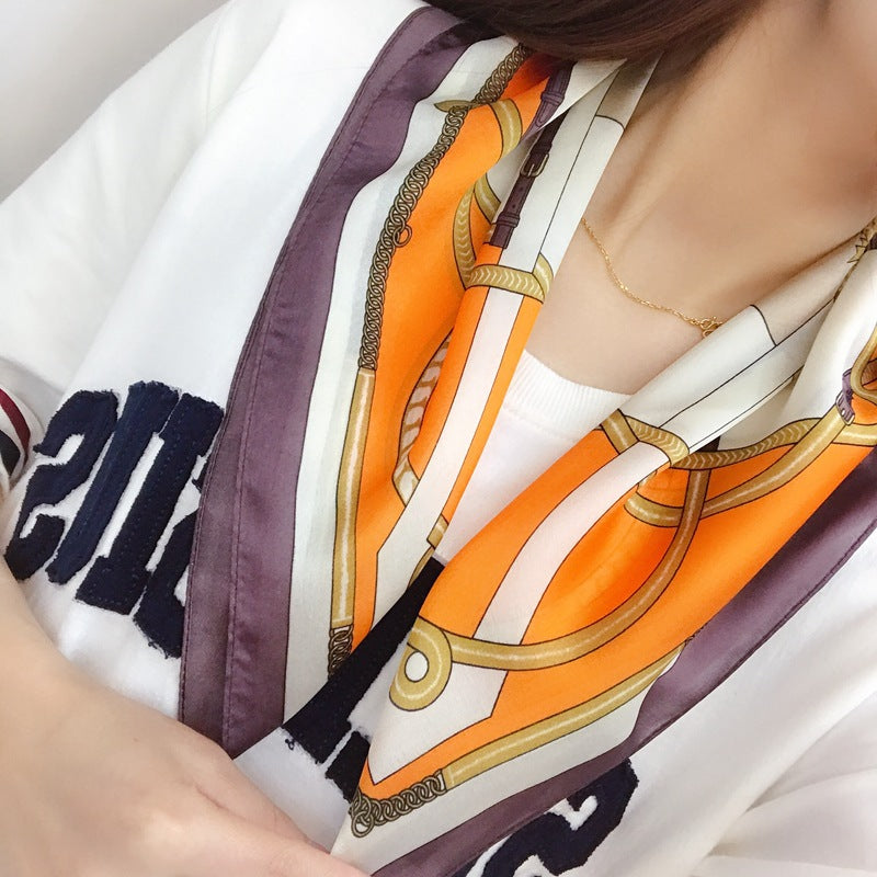 春の新しいシルクセクション53小さなシルクスカーフ女性のレトロな芸術的な小さなスカーフins韓国の装飾品小さなスカーフ
