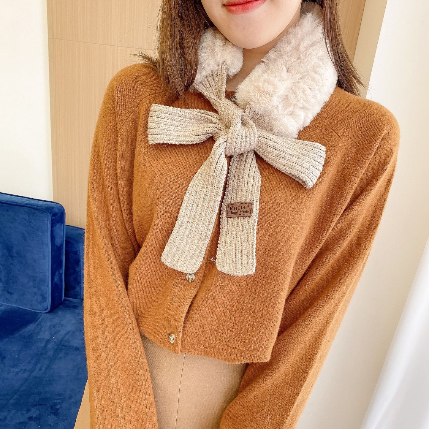 2020年秋冬韓国スタイルの毛皮のスカーフ多目的なオンラインインフルエンサーかわいい豪華なスカーフ女性の模倣怠惰なウサギの毛皮の首の保護毛皮の襟