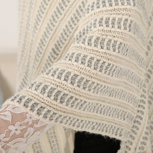 <transcy>Winter Outwear Women'S Knit Warm Tassels Poncho Cape Coat Winter</transcy>