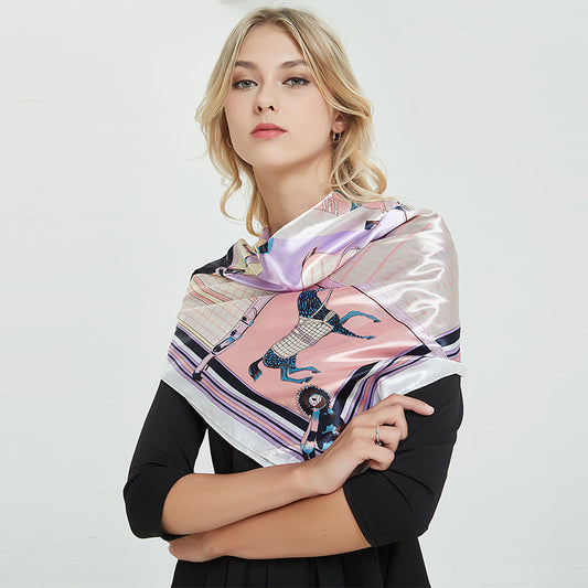 spring new silk scarf wholesale satin artificial silk female large kerchief ash purple hand gift scarf