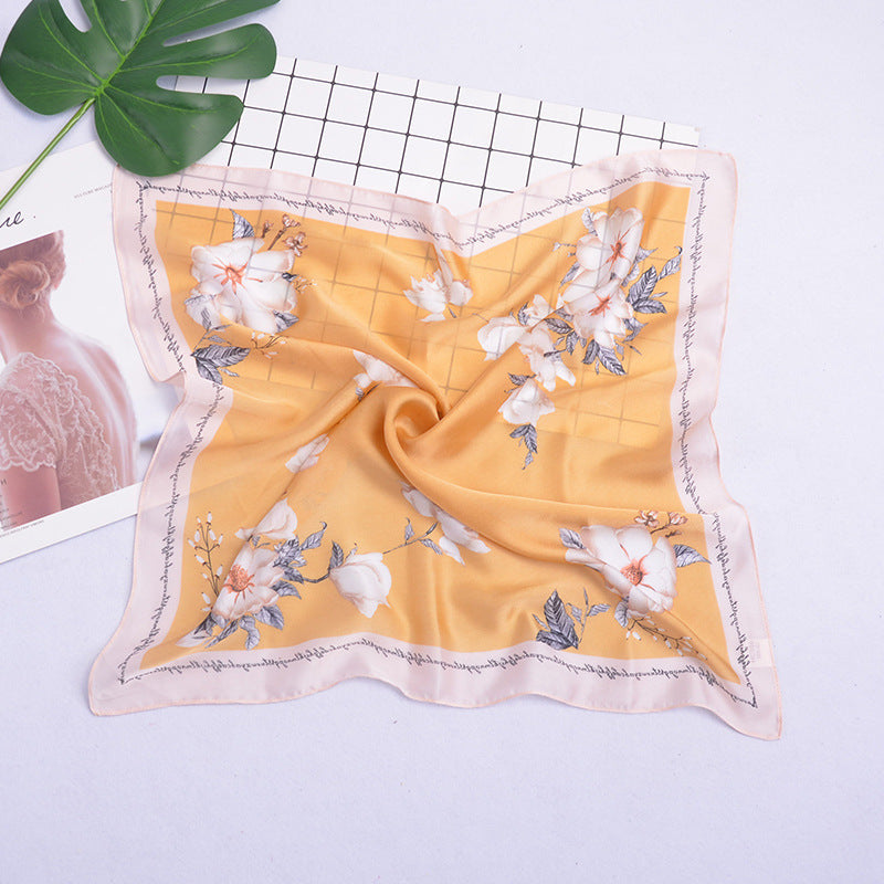 New style bag small square towel silk scarf artificial silk kapok ins artistic Korean sweet girl small scarf