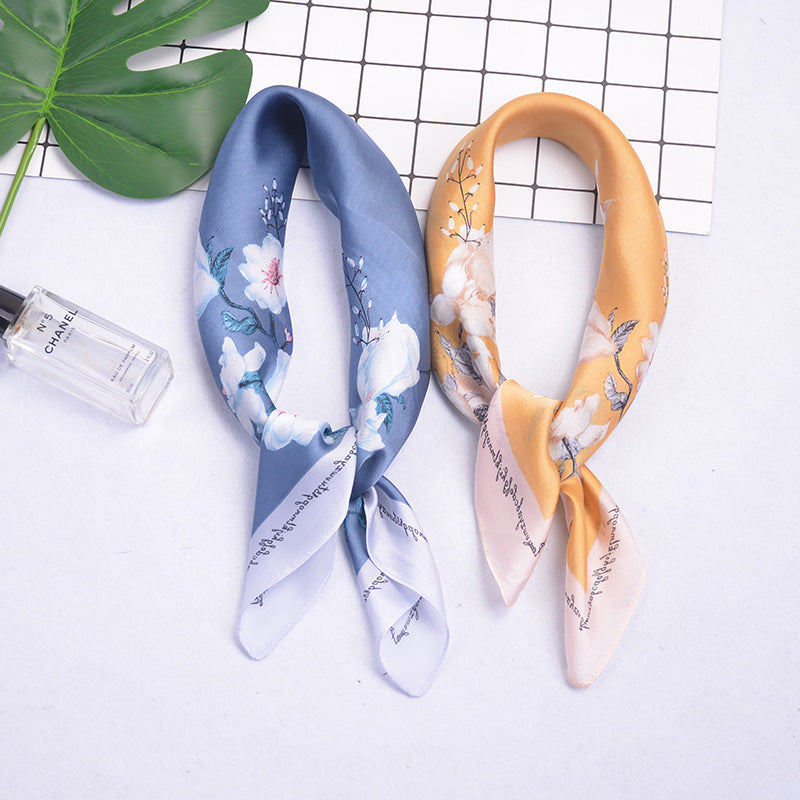 New style bag small square towel silk scarf artificial silk kapok ins artistic Korean sweet girl small scarf