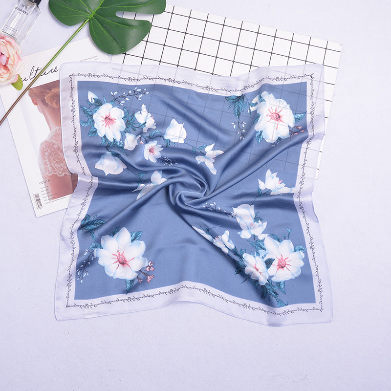 New style bag small square towel silk scarf artificial silk kapok ins artistic Korean sweet girl small scarf