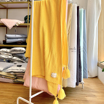 Nordic tassel knitted ball blanket wool blanket office air conditioner nap blanket shawl blanket sofa casual blanket blanket