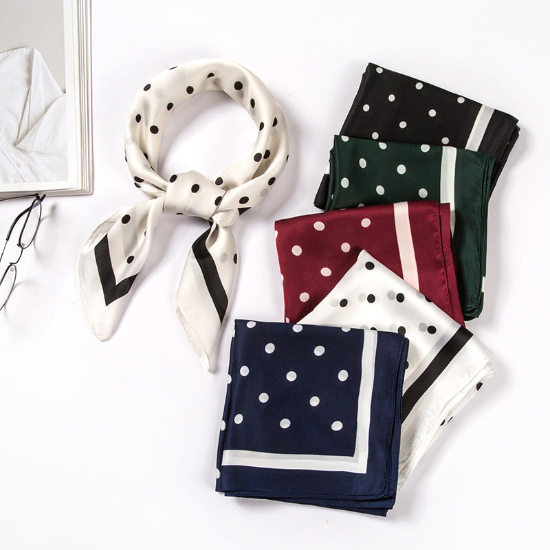 Spring and Summer new women's silk square small polka dot professional scarf