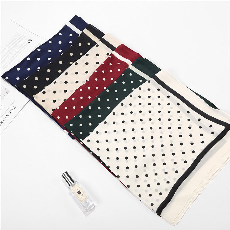 Spring and Summer new women's silk square small polka dot professional scarf