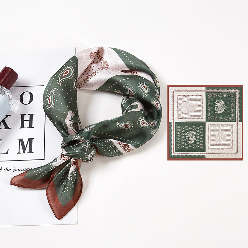 ins scarf small square towel spring and autumn Korean ornament small scarf show white printing scarf stewardess scarf