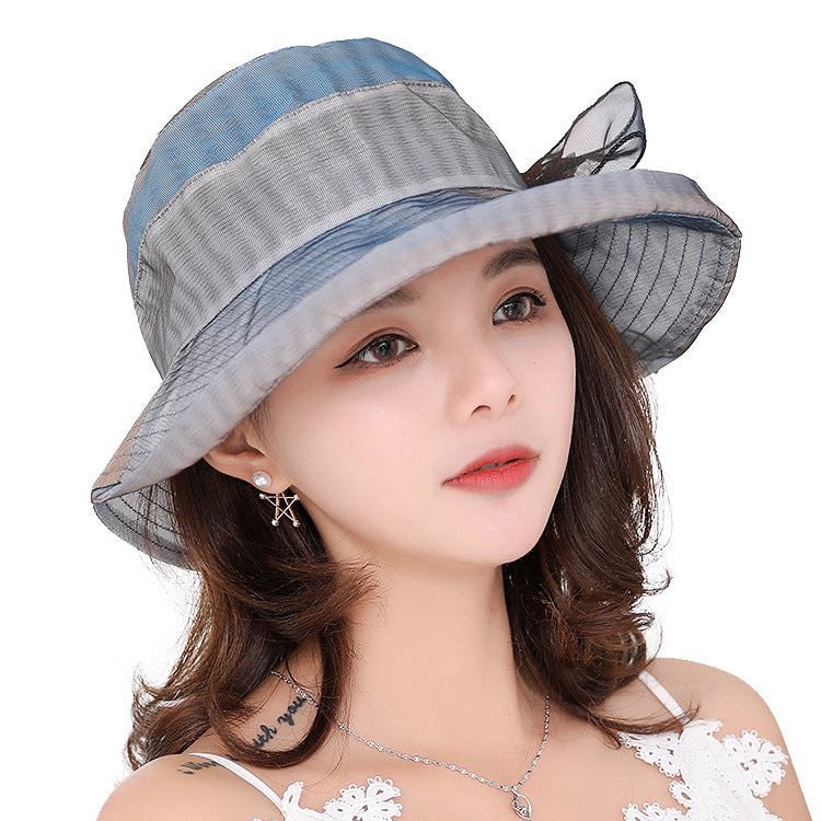 Hat Ladies new summer anti-outside line wide brim hat Korean style flower sun protection sun hat versatile fashion cloth cap Women