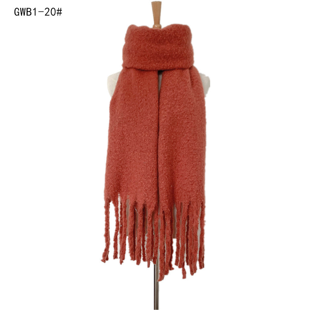 European and American autumn and winter New thick tassel circle sand solid color scarf women's thickened men's shawl factory wholesale