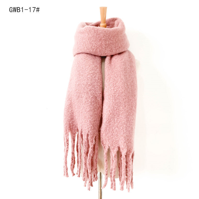 European and American autumn and winter New thick tassel circle sand solid color scarf women's thickened men's shawl factory wholesale