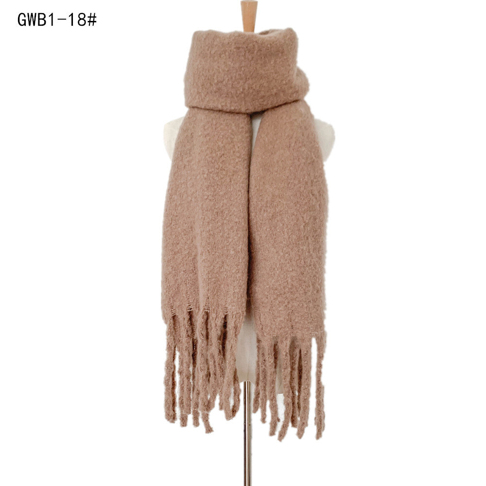 European and American autumn and winter New thick tassel circle sand solid color scarf women's thickened men's shawl factory wholesale