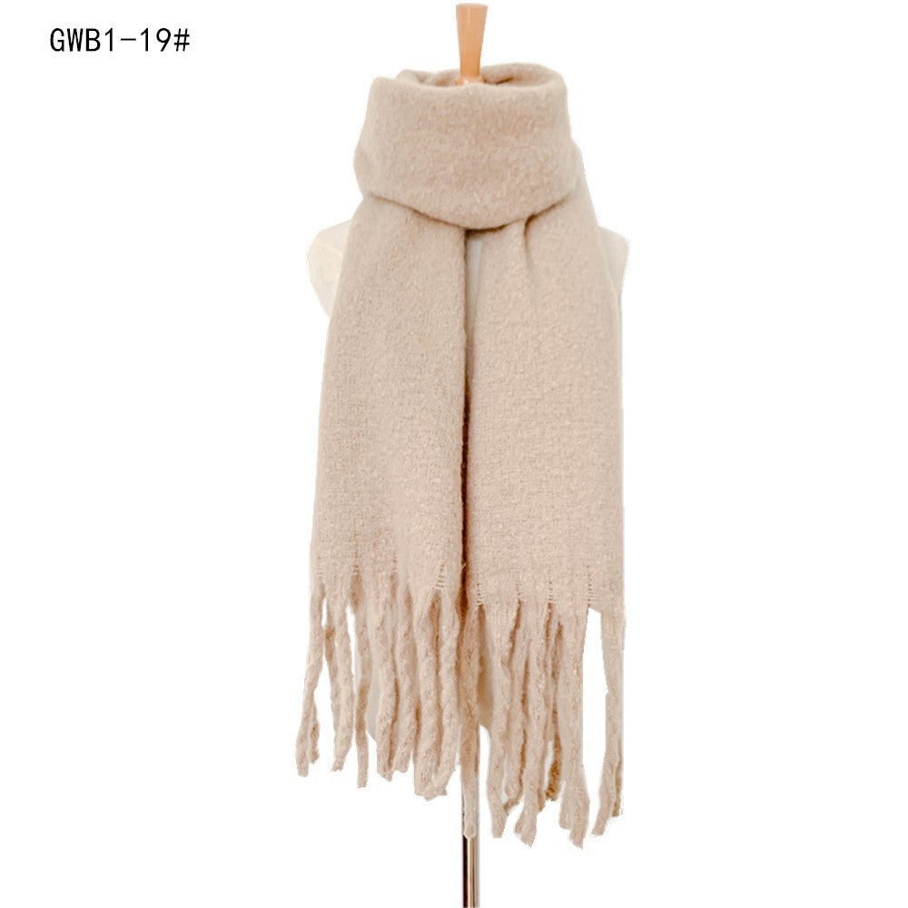 European and American autumn and winter New thick tassel circle sand solid color scarf women's thickened men's shawl factory wholesale