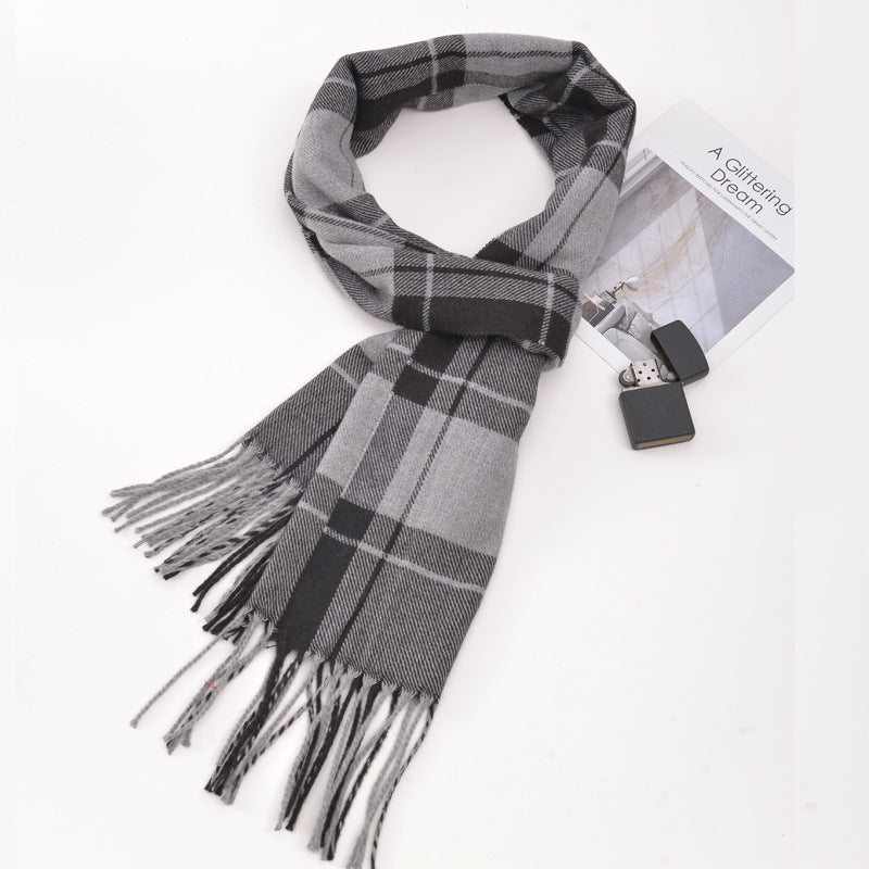 Men's plaid scarf men's autumn and winter women's scarf versatile winter thickened student Korean warm Men's foreign trade New