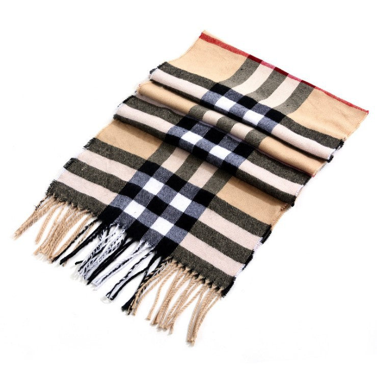 Men's plaid scarf men's autumn and winter women's scarf versatile winter thickened student Korean warm Men's foreign trade New