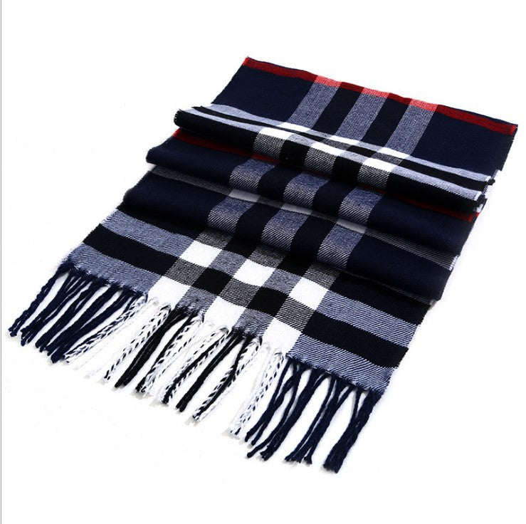 Men's plaid scarf men's autumn and winter women's scarf versatile winter thickened student Korean warm Men's foreign trade New