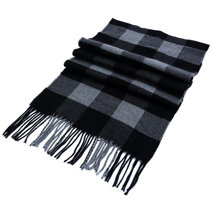 Men's plaid scarf men's autumn and winter women's scarf versatile winter thickened student Korean warm Men's foreign trade New