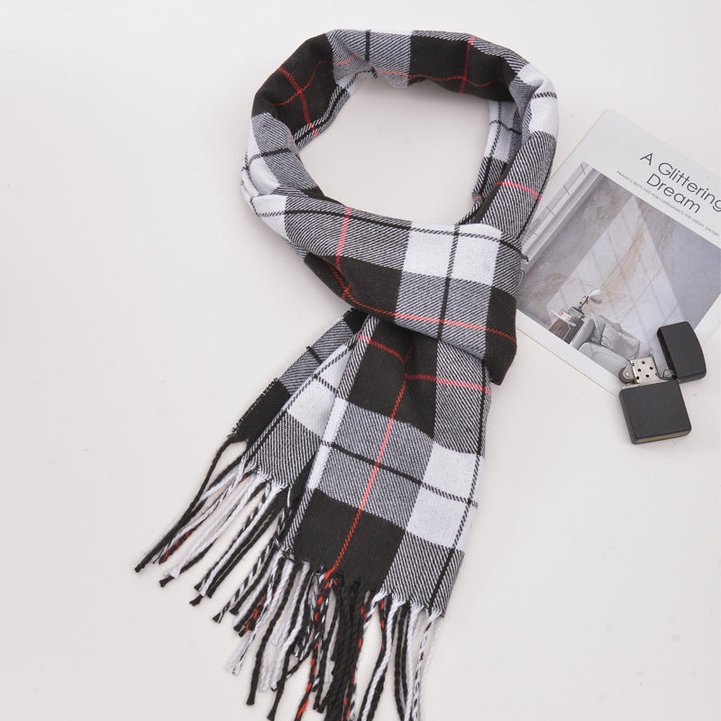 Men's plaid scarf men's autumn and winter women's scarf versatile winter thickened student Korean warm Men's foreign trade New